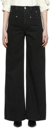 Isabel Marant Straight Leg Cropped Jeans With High Rise In 01bk Black