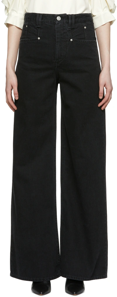 Isabel Marant Straight Leg Cropped Jeans With High Rise In Black