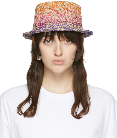 Isabel Marant Positano Multicolor Raffia Bucket Hat In Multicoloured