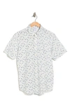 Brooks Brothers Regent Fit Paisley Short Sleeve Button Front Dress Shirt In White