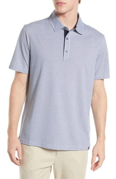 Brax Pico Geometric Print Cotton Blend Polo In White
