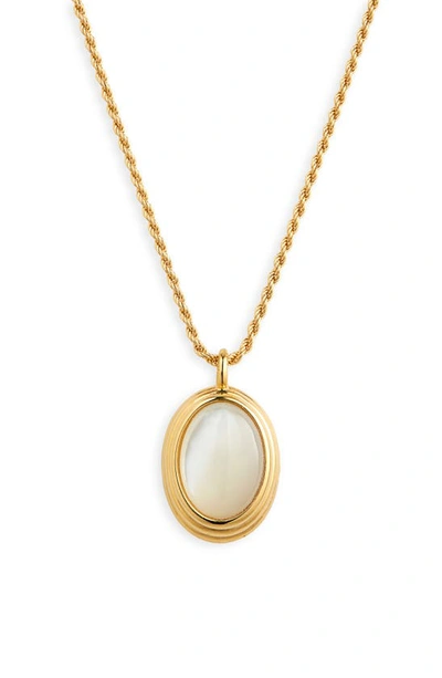 Missoma Savi Ridge Mother-of-pearl Pendant Necklace In Gold