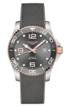 LONGINES HYDROCONQUEST AUTOMATIC TEXTILE STRAP WATCH, 41MM