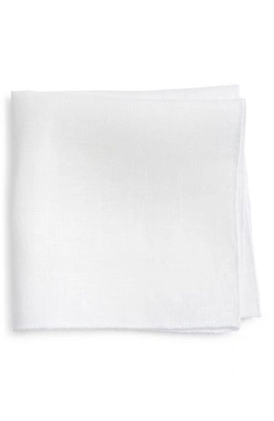 Clifton Wilson Linen Pocket Square In White