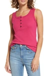 Askk Ny Rib Henley Tank In Hot Pink