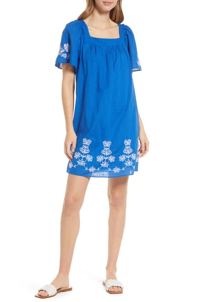 Draper James Maren Embroidered Shift Dress In Cobalt Blue | ModeSens