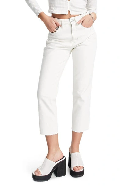 Topshop Straight Leg Cotton Jeans In White