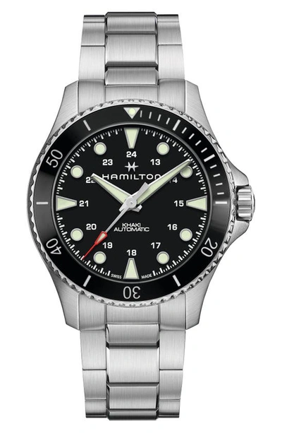 Hamilton Men's Swiss Automatic Khaki Navy Scuba Stainless Steel Bracelet Watch 43mm In Black/silver