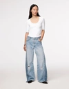 Another Tomorrow Rib-knit Scoopneck Top In White