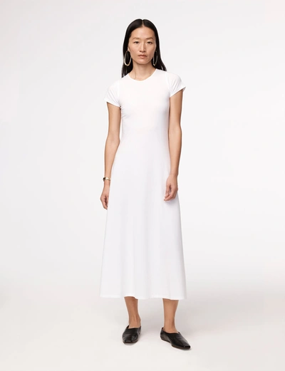 Another Tomorrow Short-sleeve Jersey Midi-dress In White