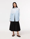 Another Tomorrow Pattern Oversized Men's Shirt In White/blue