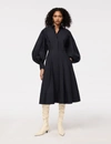 Another Tomorrow Seamed Waist Shirt Dress In Midnight