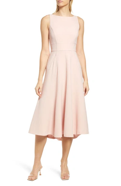 Eliza J Bateau Neck Fit & Flare Dress In Blush