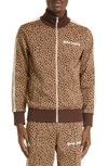 Palm Angels Beige Cotton Leopard-print Sports Sweatshirt In Beige