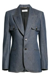 Saint Laurent Blue Marine Single-breasted Jacket In Denim In Deep Blue Marine