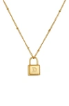 Savvy Cie Jewels Initial Lock Pendant Necklace In Gold - D