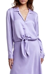 L Agence Annie Womens Tie Front Cropped Button-down Top In Purple-lt