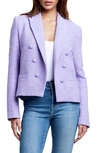 L Agence Brooke Double Breasted Crop Cotton Blend Blazer In Lavender