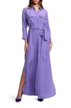 L Agence Cameron Button-front Maxi Shirt Dress In Pop Purple