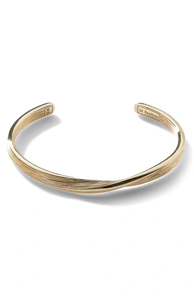 John Hardy 18k Yellow Gold Bamboo Twist Cuff Bangle Bracelet