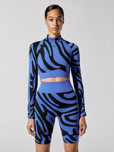 Adidas By Stella Mccartney Agent Of Kindness Wolford Crop Top In Boblue,black