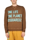 Dsquared2 Dsquared Men "one Life One Planet" Sweatshirt In Brown