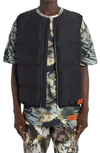 Heron Preston Logo Tape Recycled Polyester Puffer Vest In Black