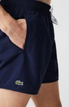 Lacoste Logo-patch Drawstring Swim Shorts In Dark Blue