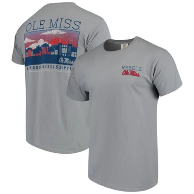 IMAGE ONE GRAY OLE MISS REBELS COMFORT COLORS CAMPUS SCENERY T-SHIRT