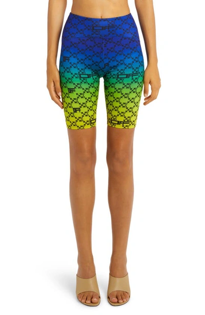 Off-white Logo Ombré Bike Shorts In Green Black