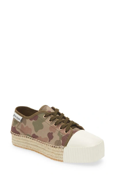 Palm Angels Khaki Lace-up Espadrille Sneakers In Military No Color