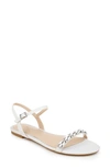 Jewel Badgley Mischka Women's Danica Flat Evening Sandals In White Glitter