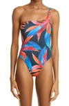 Louisa Ballou Plunge One-shoulder One-piece Swimsuit In Lunar Bloom