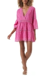 Melissa Odabash Victoria Lace-insert Embroidered Cotton Dress In Hot Pink