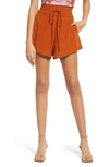 Open Edit Tie Waist Pull-on Shorts In Rust Umber