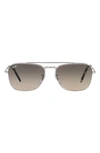 Ray Ban 56mm Square Sunglasses In Silver / Clear Gradient Grey