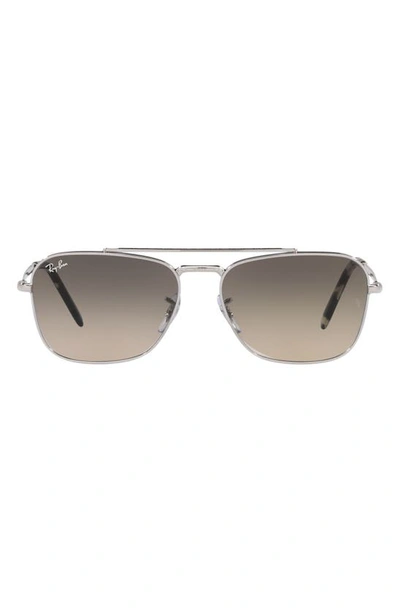 Ray Ban 56mm Square Sunglasses In Silver / Clear Gradient Grey