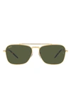 Ray Ban 58mm Square Sunglasses In Legend Gold / Green