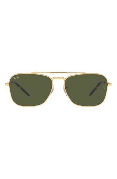 Ray Ban 58mm Square Sunglasses In Legend Gold / Green