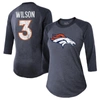 MAJESTIC MAJESTIC THREADS RUSSELL WILSON NAVY DENVER BRONCOS NAME & NUMBER RAGLAN 3/4 SLEEVE T-SHIRT