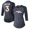 Majestic Women's  Threads Russell Wilson Navy Denver Broncos Name & Number Raglan 3/4 Sleeve T-shirt In Navy