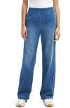 7 For All Mankind The Traveler Pull-on High Waist Wide Leg Denim Trouser In Goldie