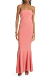 Norma Kamali Strapless Fishtail Jersey Maxi Dress In Pink