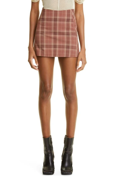 Knwls Stream Plaid Wool Blend Miniskirt In Sienna Plaid