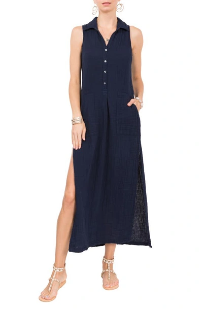 Everyday Ritual Vivienne Cotton Gauze Sleeveless Maxi Dress In Navy