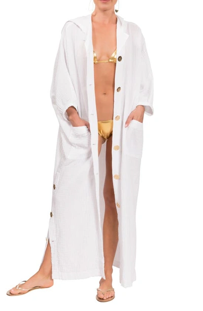 Everyday Ritual Jade Cotton Gauze Button-front Coverup In White