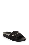Marni 10mm Raffia Effect Slide Sandals In Coal