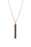 Sethi Couture Leila Black Diamond Bar Pendant Necklace In 18k Rg / 14k Chain