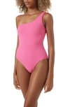 Melissa Odabash Palermo One-shoulder One-piece Swimsuit In Hot Pink Ribbed