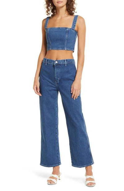 Reformation Blue Sunny Denim Top And Trousers Set